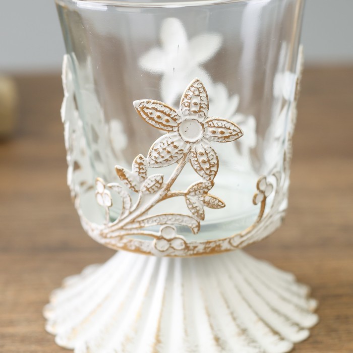 Подсвечник металл 1 свеча "Цветок" золотая патина 10,8х8,8х8,8 см