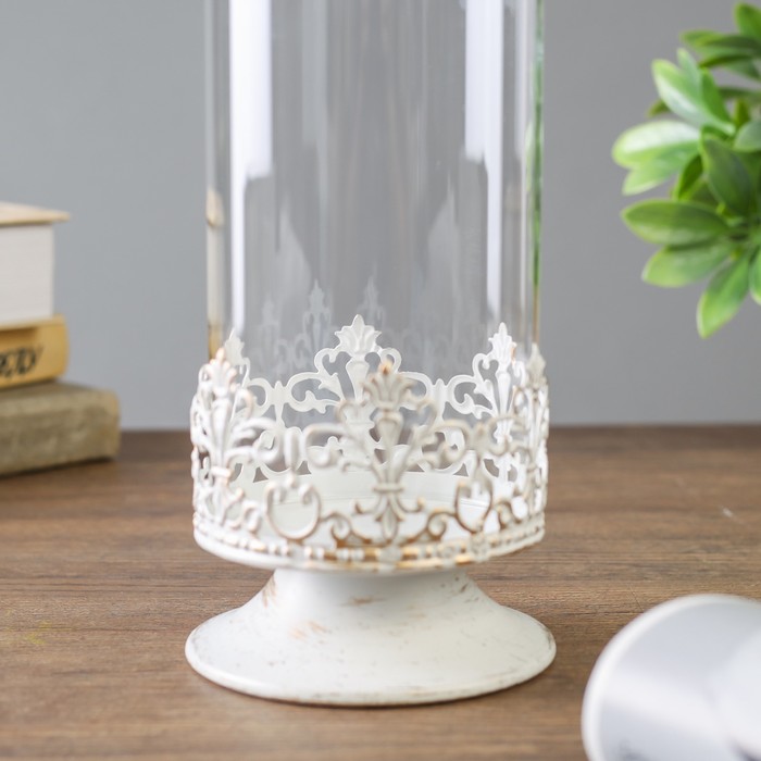 Подсвечник металл 1 свеча "Ажурный узор" золотая патина 17,5х10,5х10,5 см