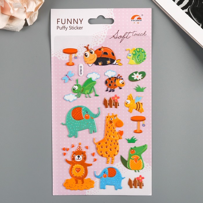 Наклейка пластик "Зверята/Рыбки" МИКС 23,5х12,5 см