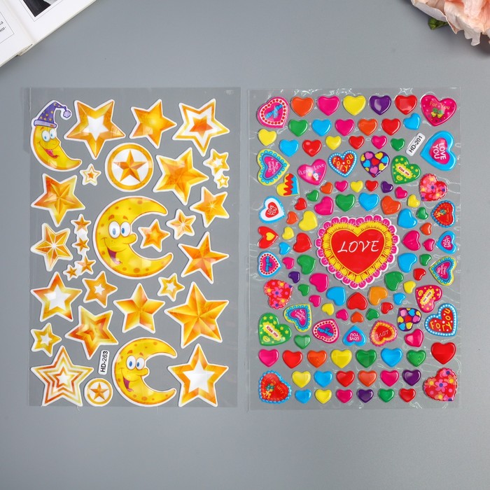 Наклейка пластик "Сердца/Солнце" МИКС 27х14,5 см