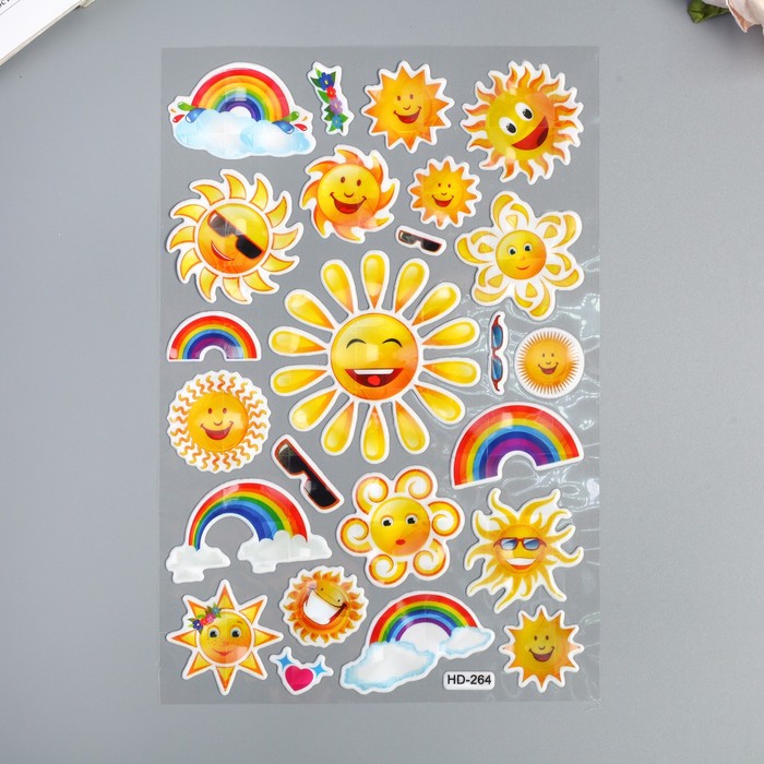 Наклейка пластик "Сердца/Солнце" МИКС 27х14,5 см