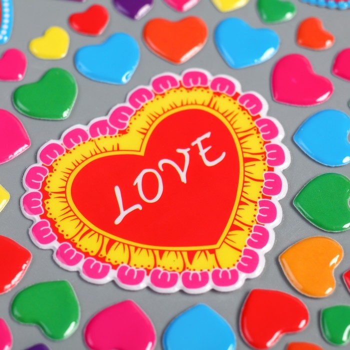 Наклейка пластик "Сердца/Солнце" МИКС 27х14,5 см