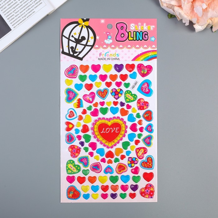 Наклейка пластик "Сердца/Солнце" МИКС 27х14,5 см