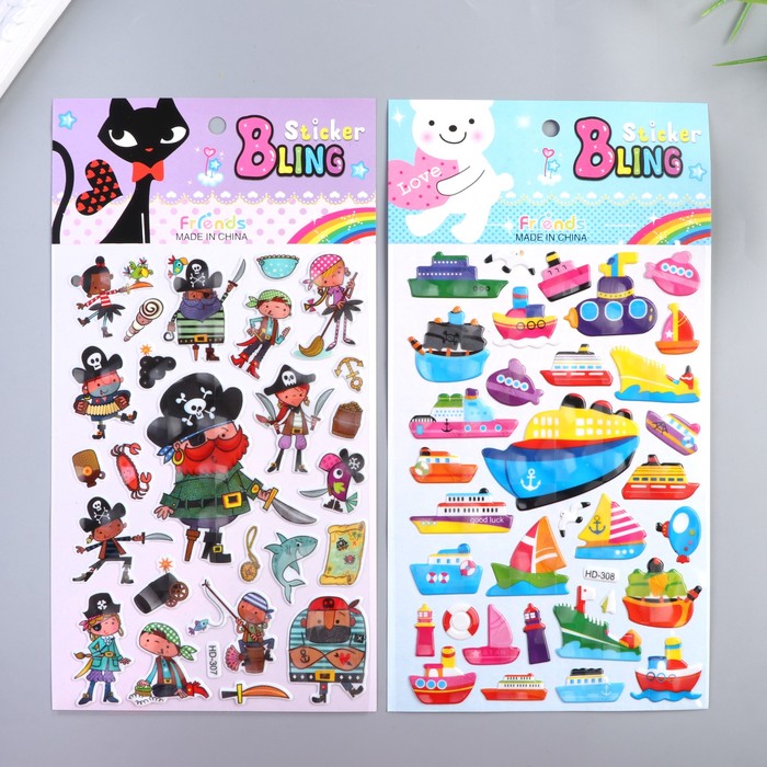 Наклейка пластик "Пираты/Корабли" МИКС 27х14,5 см