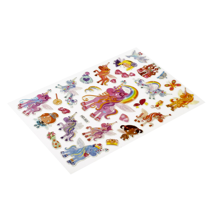 Наклейка пластик "Единороги/Фламинго" МИКС 27х14,5 см