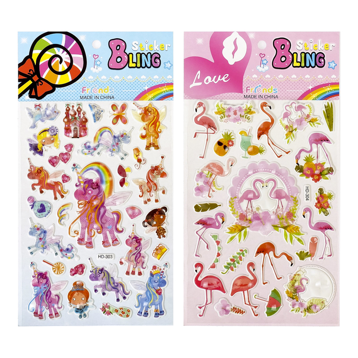 Наклейка пластик "Единороги/Фламинго" МИКС 27х14,5 см