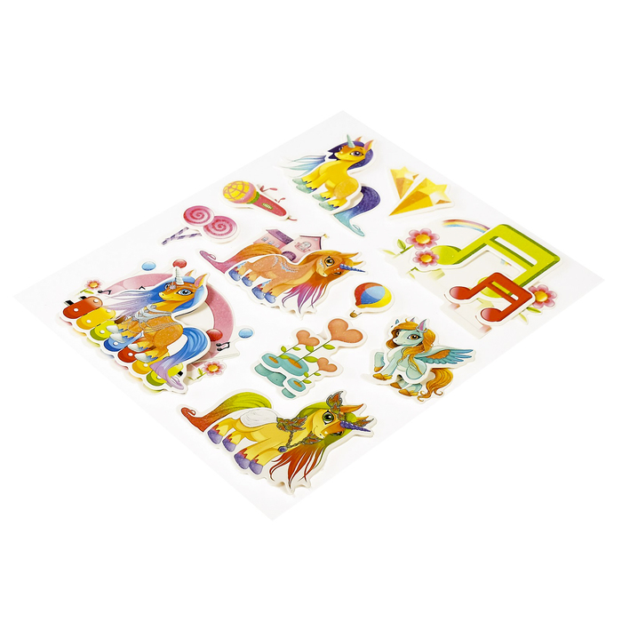 Наклейка бумага 6D "Единороги" МИКС 25,5х17,5 см
