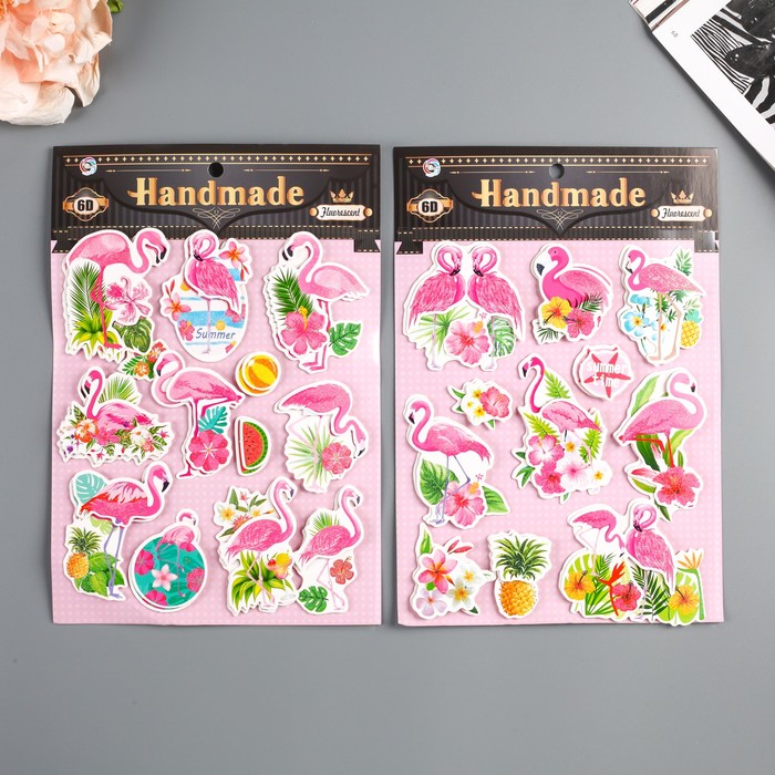 Наклейка бумага 6D "Фламинго" МИКС 25,5х17,5 см