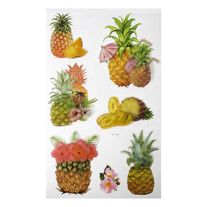 Наклейка пластик интерьерная "Фламинго/Ананас/Единороги" МИКС 55х34 см