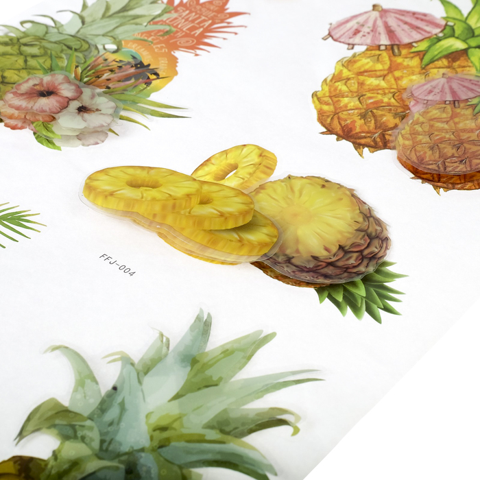 Наклейка пластик интерьерная "Фламинго/Ананас/Единороги" МИКС 55х34 см