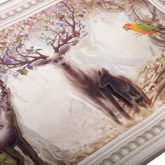 Наклейка пластик интерьерная картина "Сказочные олени в лесу" 38х58 см