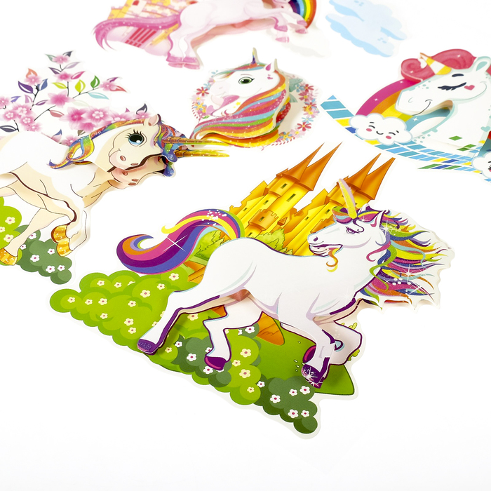 Наклейка бумага интерьерная "Единороги" МИКС 30х30 см