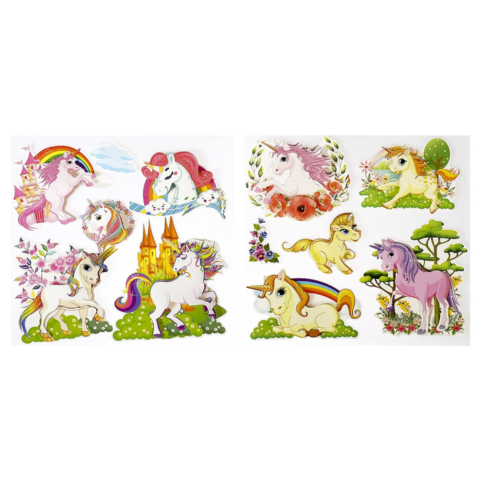 Наклейка бумага интерьерная "Единороги" МИКС 30х30 см