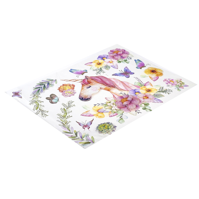 Наклейка пластик интерьерная "Единорог в цветах" 50х70 см