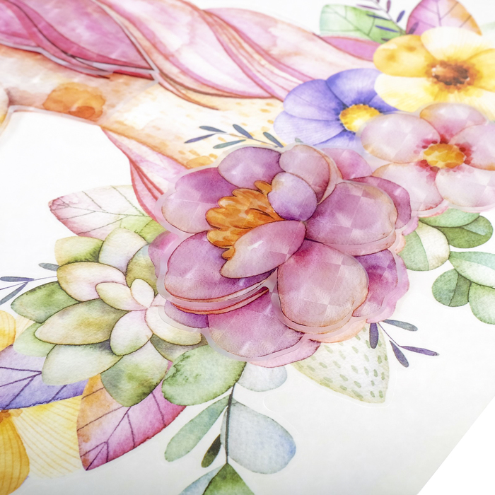 Наклейка пластик интерьерная "Единорог в цветах" 50х70 см