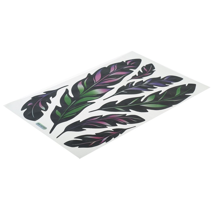 Наклейка пластик интерьерная голография "Пёрышки" 50х32 см