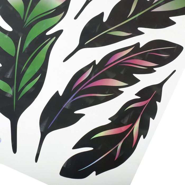 Наклейка пластик интерьерная голография "Пёрышки" 50х32 см