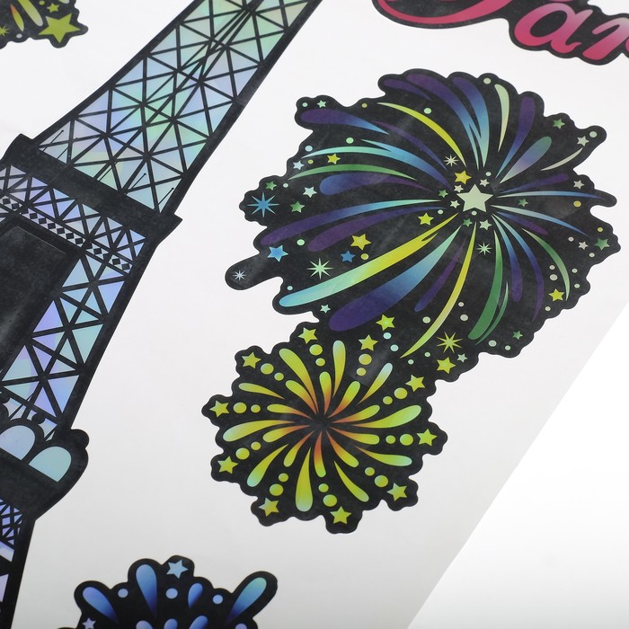 Наклейка пластик интерьерная голография "Эйфелева башня" 50х32 см