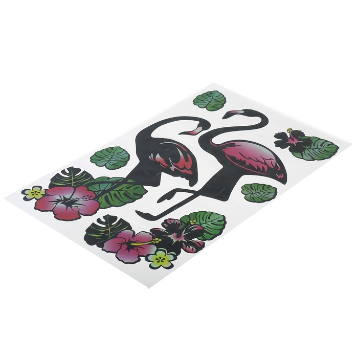 Наклейка пластик интерьерная голография "Фламинго" 50х32 см