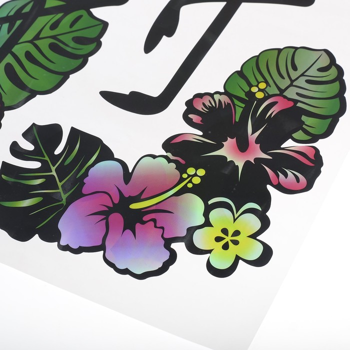 Наклейка пластик интерьерная голография "Фламинго" 50х32 см