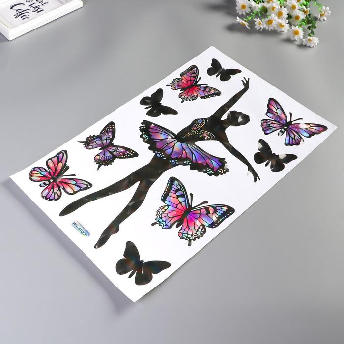 Наклейка пластик интерьерная голография "Балерина" 50х32 см