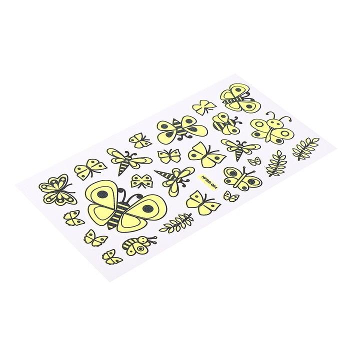 Наклейка пластик фосфорная "Букашки" МИКС 23х9 см