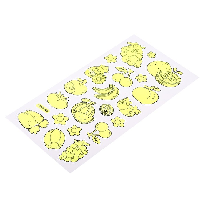 Наклейка пластик фосфорная "Сладкое/Фрукты" МИКС 23х9 см