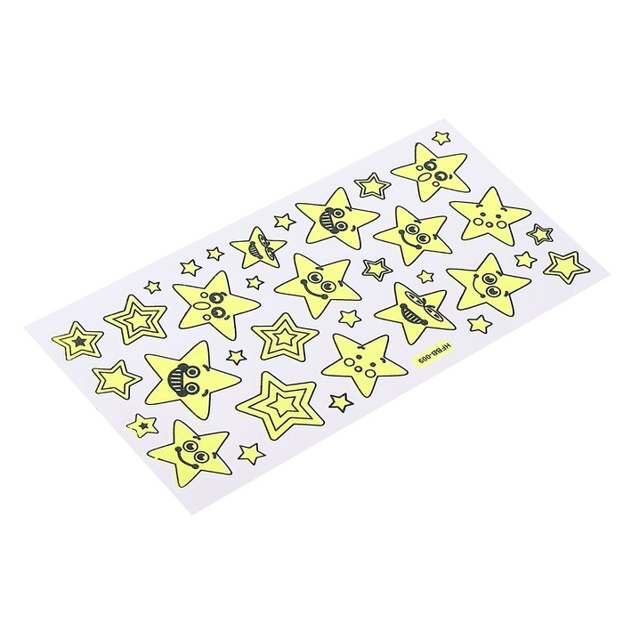 Наклейка пластик фосфорная "Звёзды" МИКС 23х9 см