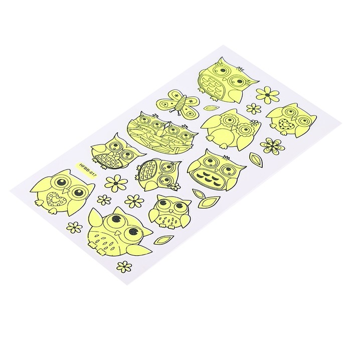 Наклейка пластик фосфорная "Птички" МИКС 23х9 см