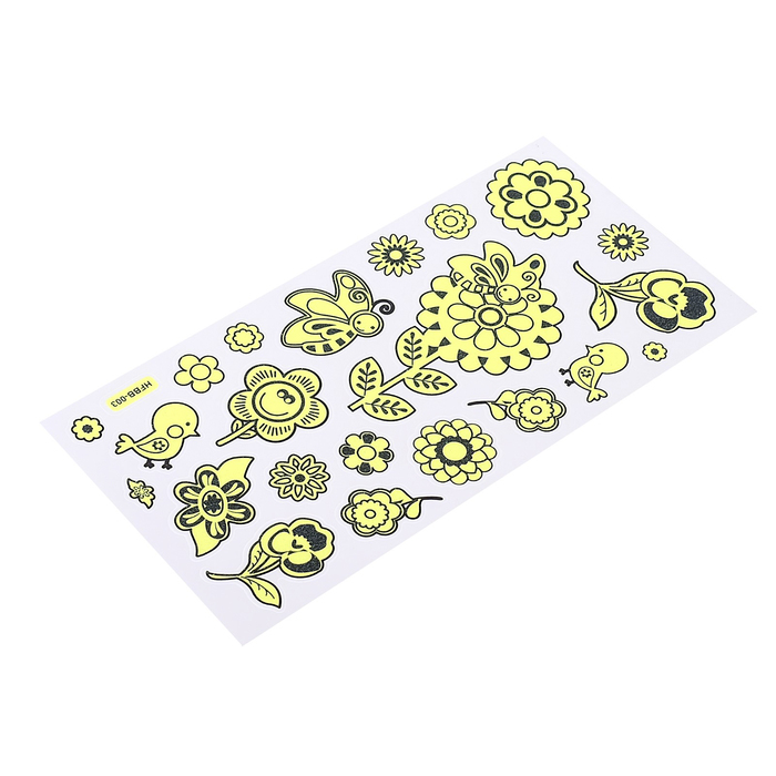 Наклейка пластик фосфорная "Цветочки" МИКС 23х9 см