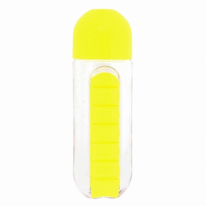 Бутылка для воды 700мл, с таблетницей на каждый день, микс, 24*7,5