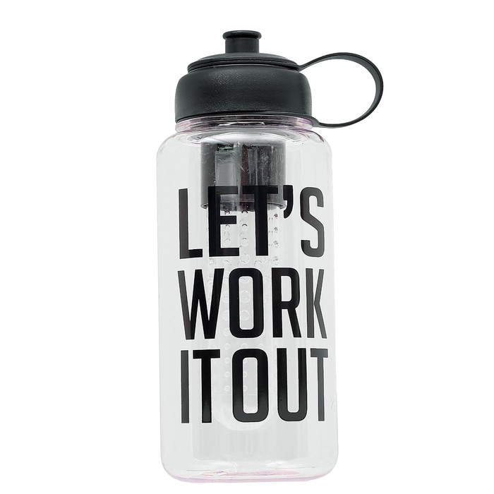 Бутылка для воды 1150 мл LET'S WORK IT OUT, с отделением для фруктов, микс 9х23 см