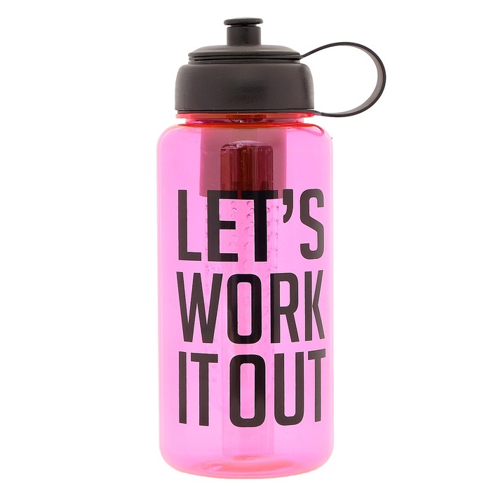 Бутылка для воды 1150 мл LET'S WORK IT OUT, с отделением для фруктов, микс 9х23 см