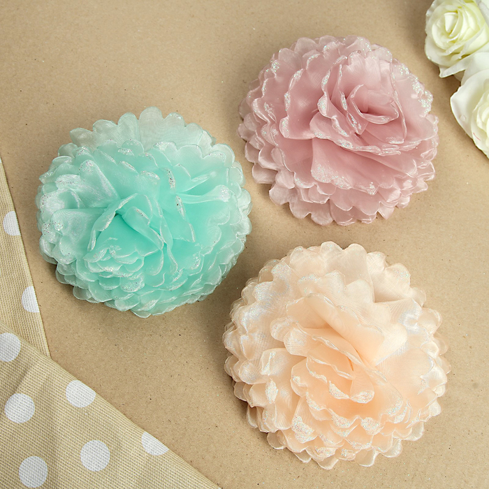 Бант для девочек с резинкой "Хризантемки", 15 см, микс