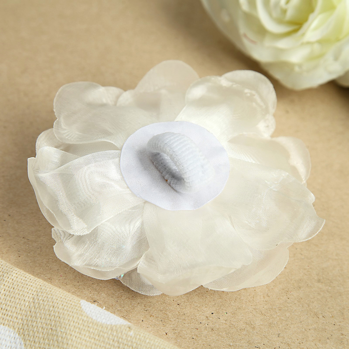 Бант для девочек с резинкой "Летние деньки", 11 см, с декором цветочки, с блестящими лентими, с бусинами, микс