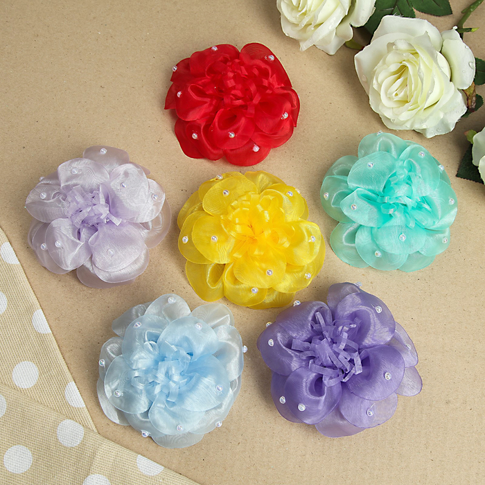 Бант для девочек с резинкой "Яркая девочка", 12 см, с бусинами, микс