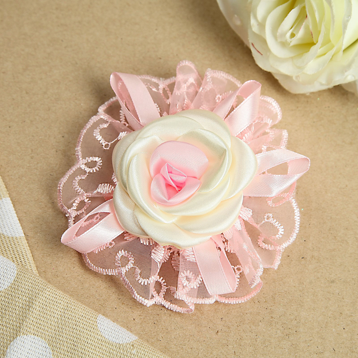 Бант для девочек с резинкой "Нежнейший", 12 см, с ажурной окантовкой, микс