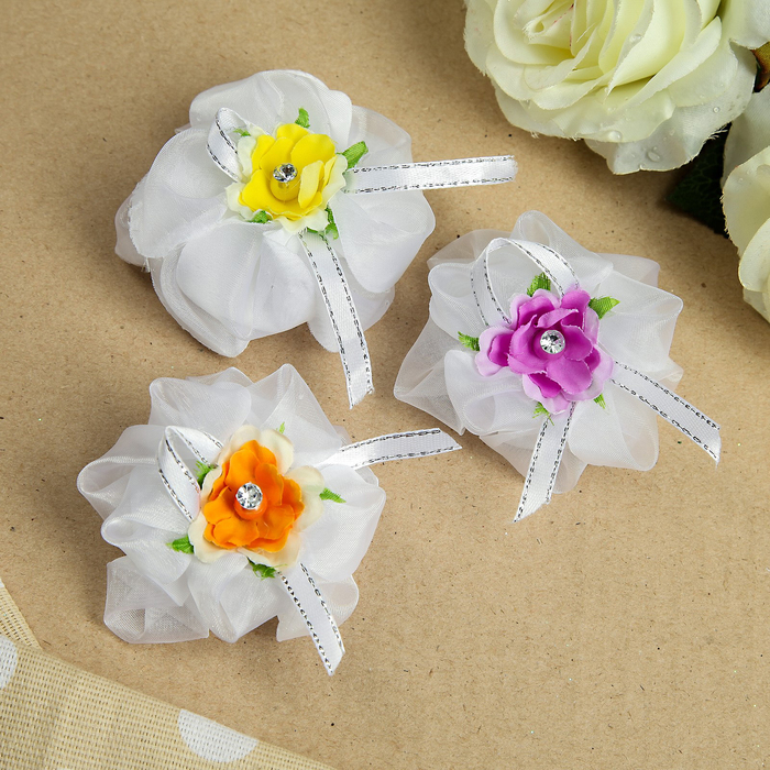 Бант для девочек с резинкой "Красатуля", 8 см, с лентами, микс