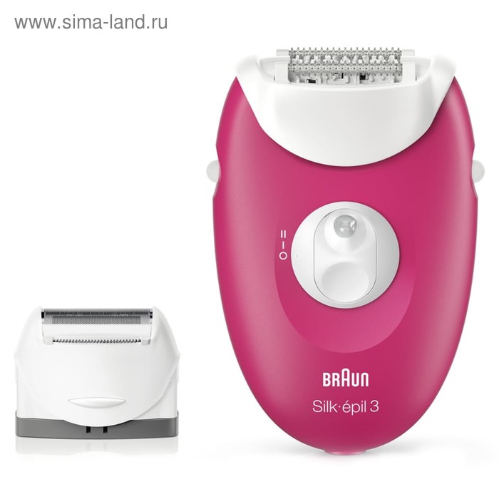 

Эпилятор Braun SE 3410, 2 скорости, 20 пинцетов, 3 аксессуара, бело-розовый