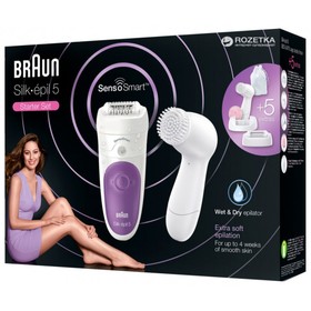 

Эпилятор Braun SES 5/870, 2 скорости, 28 пинцетов, бело-фиолетовый