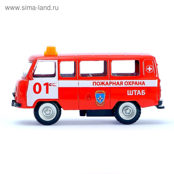 

Машина металлическая «Микроавтобус пожарная служба», инерционная, масштаб 1:43, МИКС