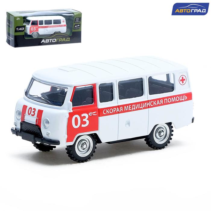 Машина металлическая "Микроавтобус скорая помощь", инерционная, масштаб 1:43