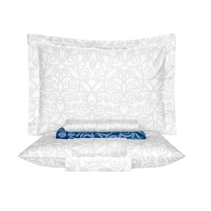 КПБ АРДЕН 2 сп., 230×250 см, 200×210 см-2 шт., 50×70 см, 70×70 см, по 2 шт., синий