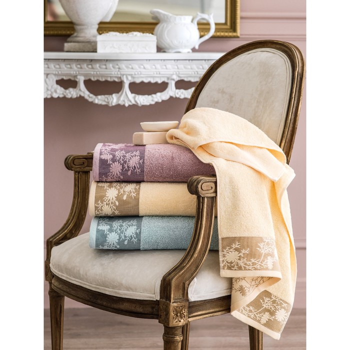 Полотенце ФЛОРАЛ, размер 70×140 см, светло-сиреневый