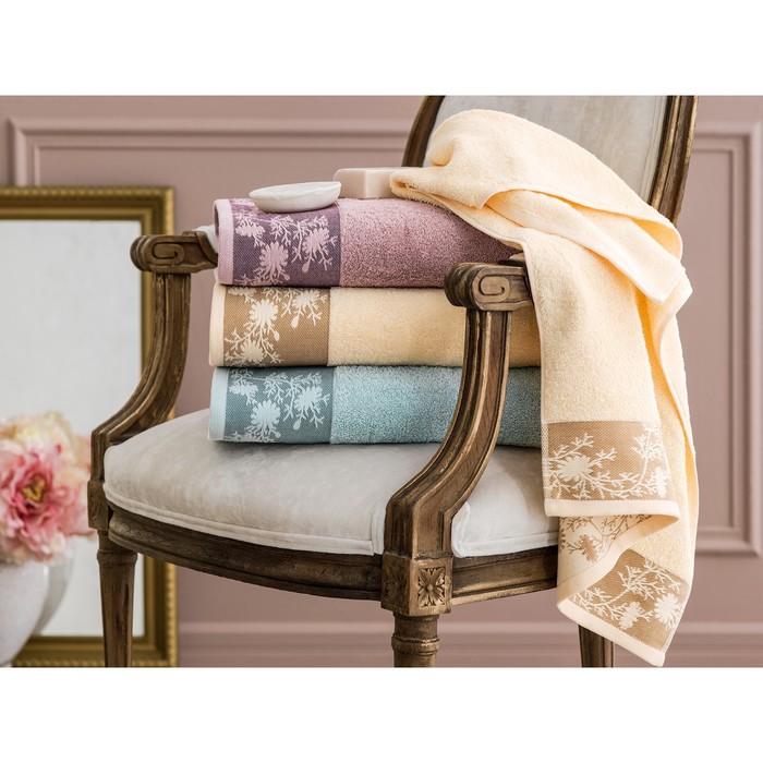 Полотенце ФЛОРАЛ, размер 70×140 см, светло-сиреневый