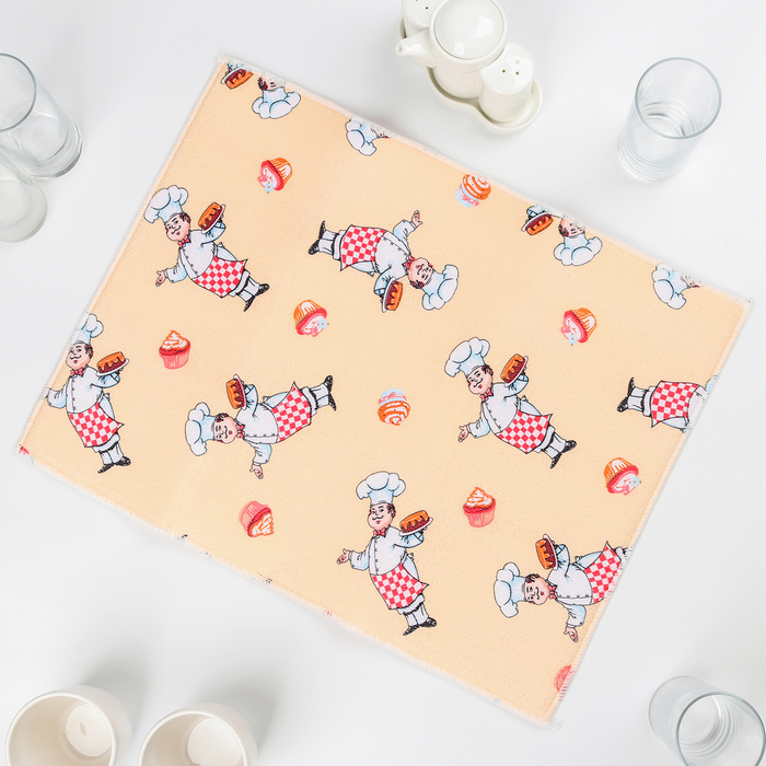 Коврик для сушки посуды 38х51 см "Повар", микрофибра