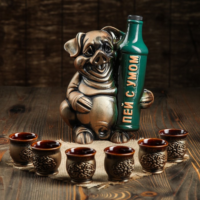 Коньячный набор 7 предметов "Свинья"