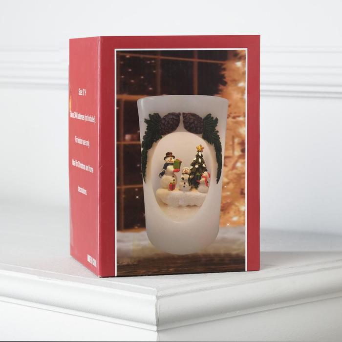 Фигура световая новогодняя свеча "Снеговики", 16х11х11 см, от бат 3*АА(не в компл.)