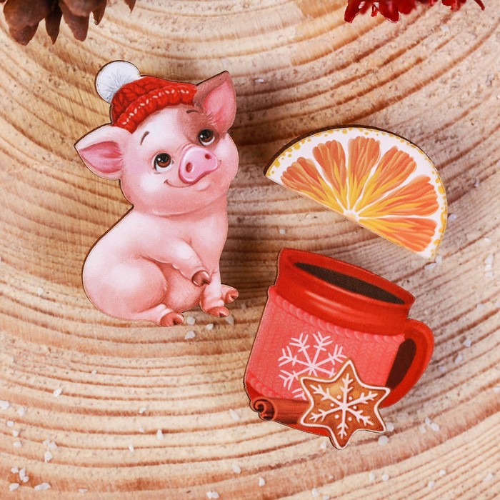 Набор значков "Тепла и уюта в Новом году"