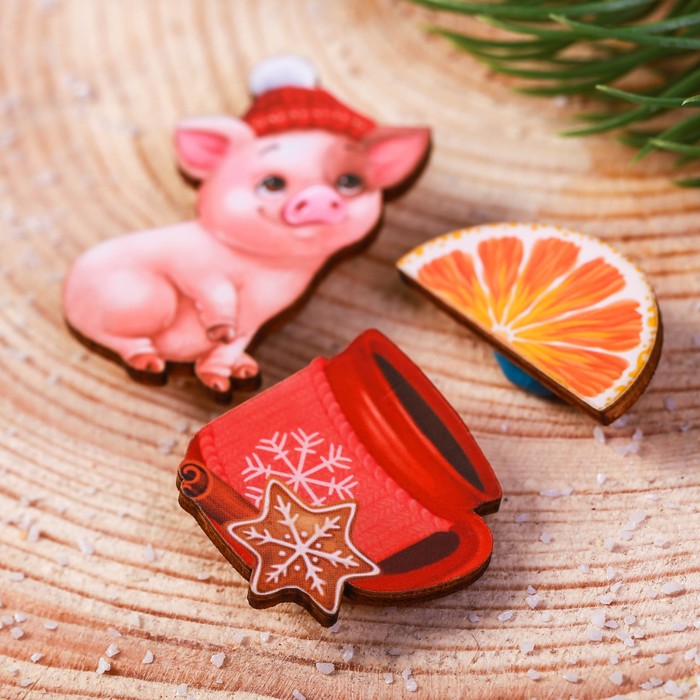 Набор значков "Тепла и уюта в Новом году"